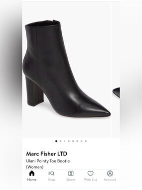 Marc Fisher Ulani Black Pointed Toe Block Heel Ankle Boot 6.5